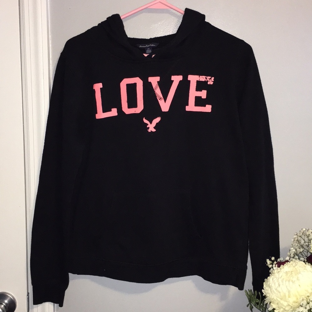 Black hooded sweatshirt